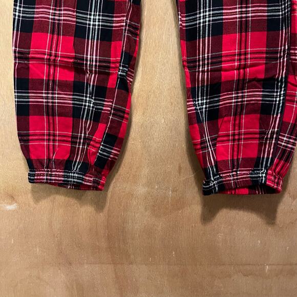 Victoria's Secret Pajama Pants Women's Medium Plaid Holiday Red Black Metallic - Picture 7 of 9